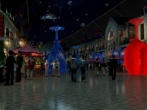 Rua comercial Modelo 3D