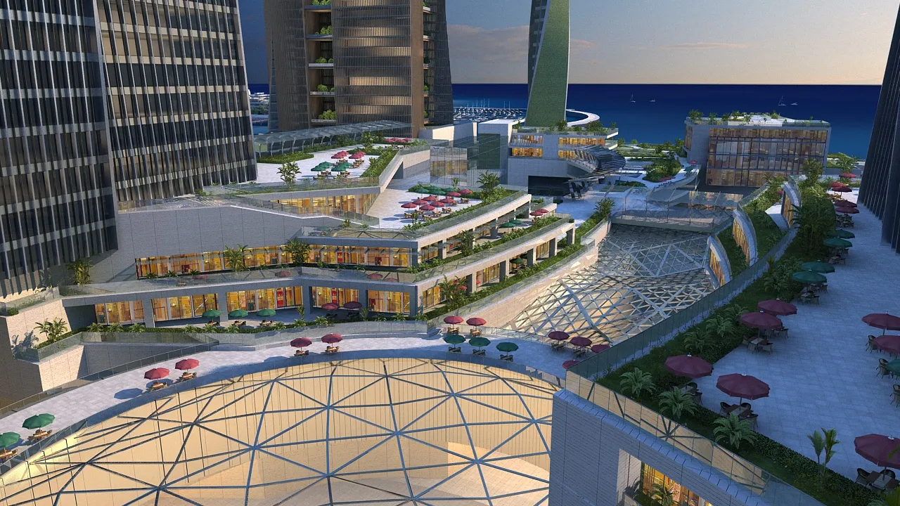 Seaside city 3D Model .c4d .max .obj .3ds .fbx .stl .blend 