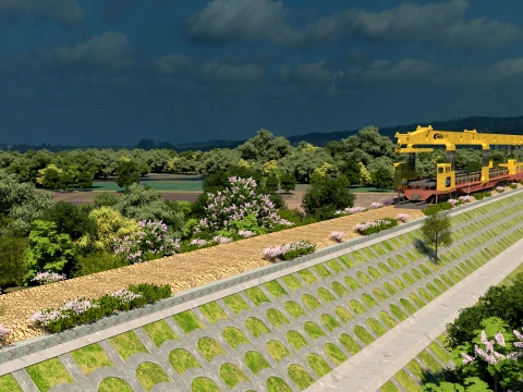Demiryolu raylarının döşenmesi 3D Model
