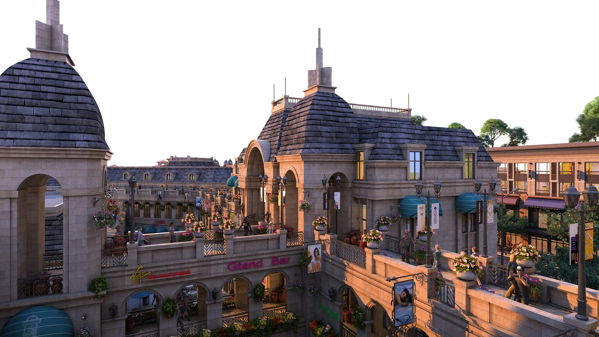 Commercial street 3D Model .c4d .max .obj .3ds .fbx .stl .blend