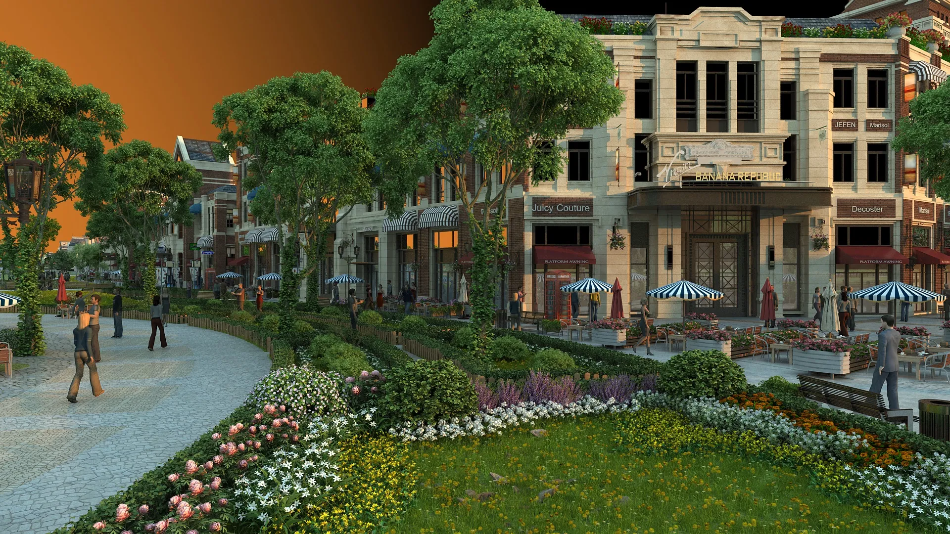 Commercial street 3D Model .c4d .max .obj .3ds .fbx .stl .blend 