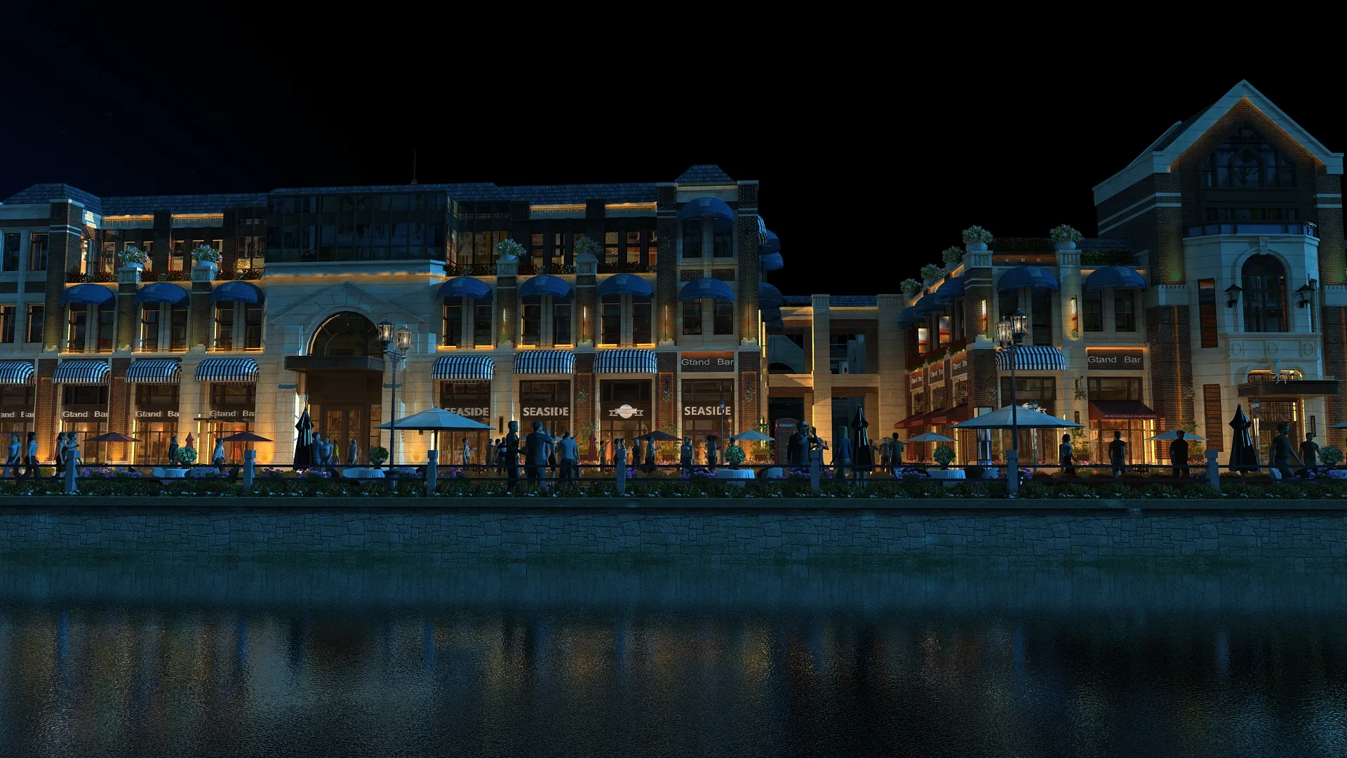 Commercial street 3D Model .c4d .max .obj .3ds .fbx .stl .blend 