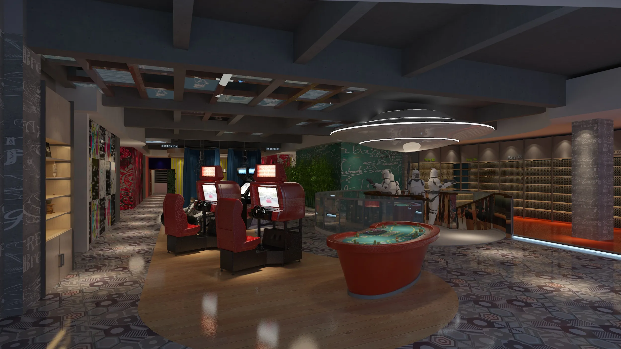 Recreation room 3D Model .c4d .max .obj .3ds .fbx .stl .blend 