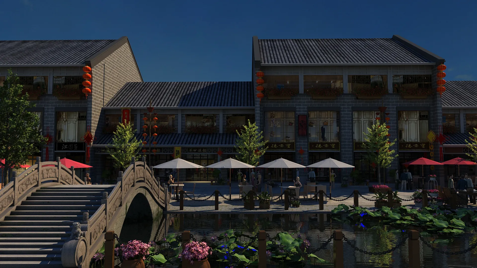 Commercial street 3D Model .c4d .max .obj .3ds .fbx .stl .blend 