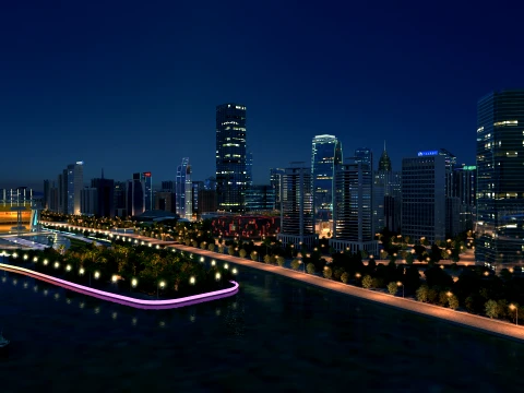 City nightscape 3Dモデル