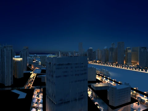 City nightscape 3D Model