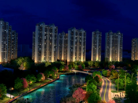 City nightscape 3D Model
