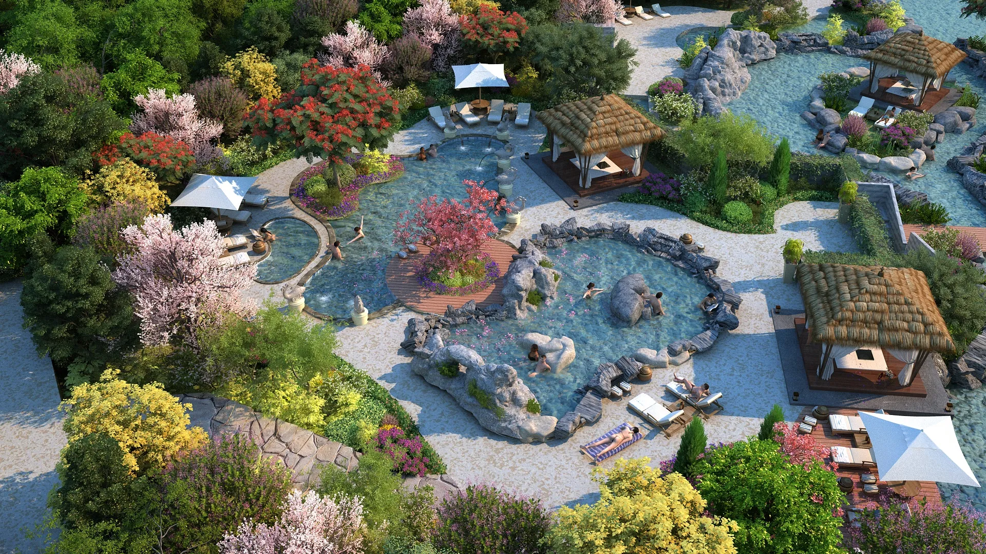 Hot spring 3D Model .c4d .max .obj .3ds .fbx .stl .blend 