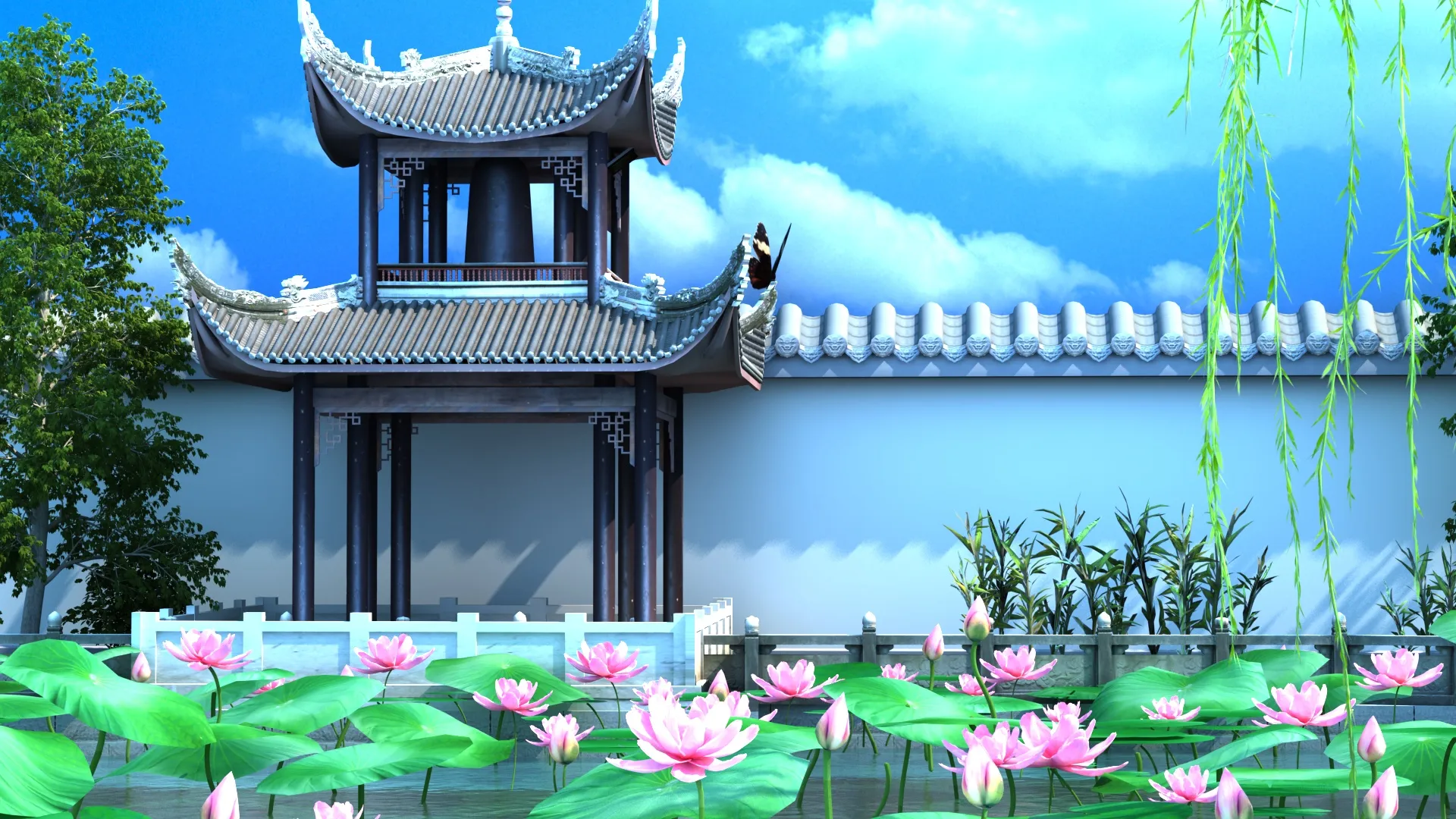 Lotus Pond 3D Model .c4d .max .obj .3ds .fbx .stl .blend 