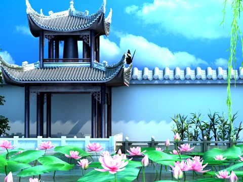 Lotus Pond 3D Model