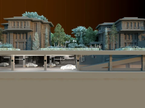 Underground parking garage 3D Model