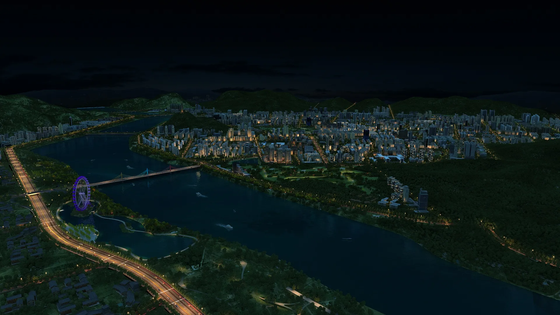 City night 3D Model .c4d .max .obj .3ds .fbx .stl .blend 