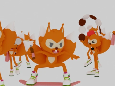 Cartoon fox 3D Model