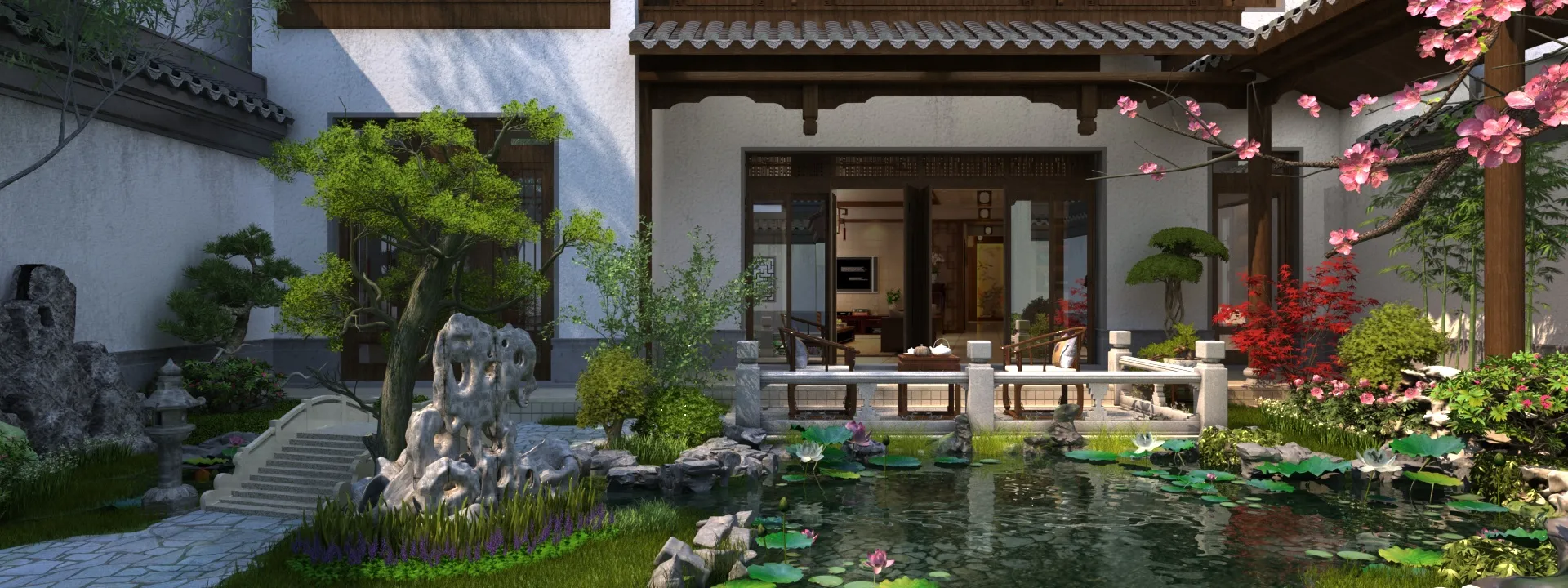 Courtyard 3D Model .c4d .max .obj .3ds .fbx .stl .blend 