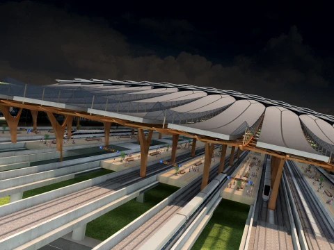 High-speed rail station 3D Model