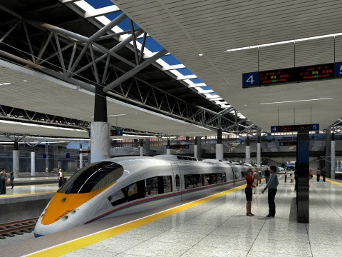 High-speed rail station 3D Model