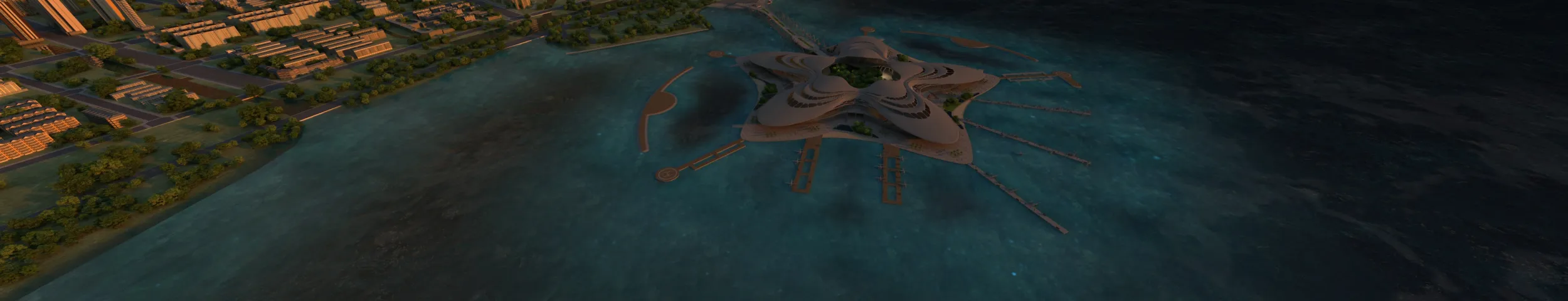 Floating airport 3D Model .c4d .max .obj .3ds .fbx .stl .blend 