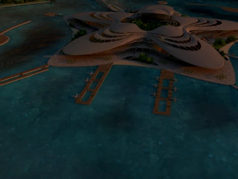 Floating airport 3D Model