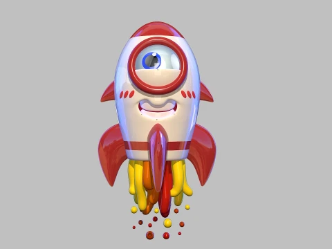 Cartoon rocket 3D Model