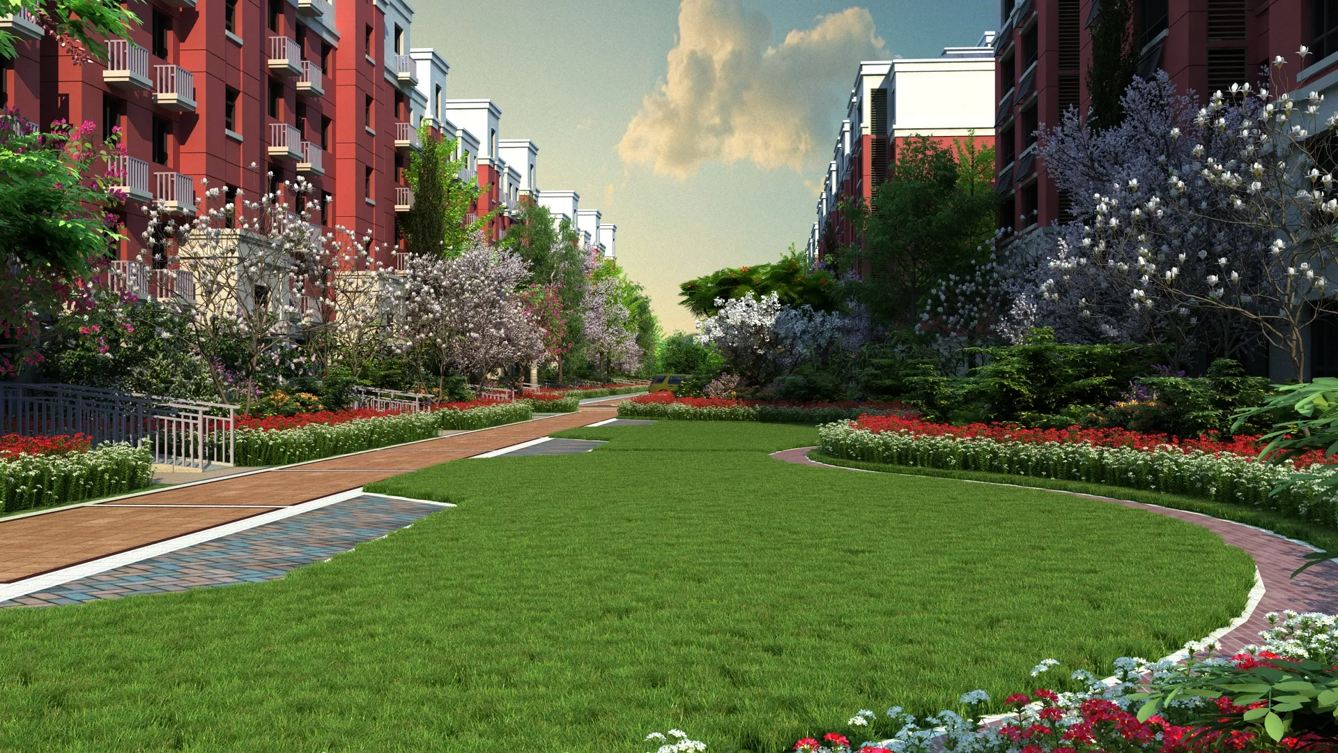 Courtyard 3D Model .c4d .max .obj .3ds .fbx .stl .blend