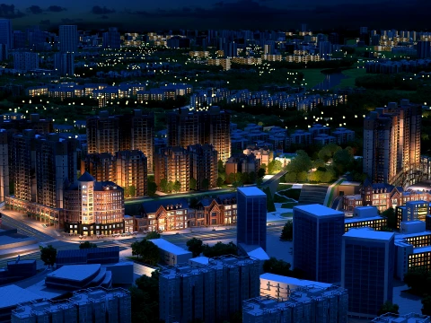 City night scene 3D Model