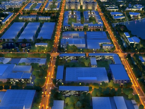 Town night scene 3D Model