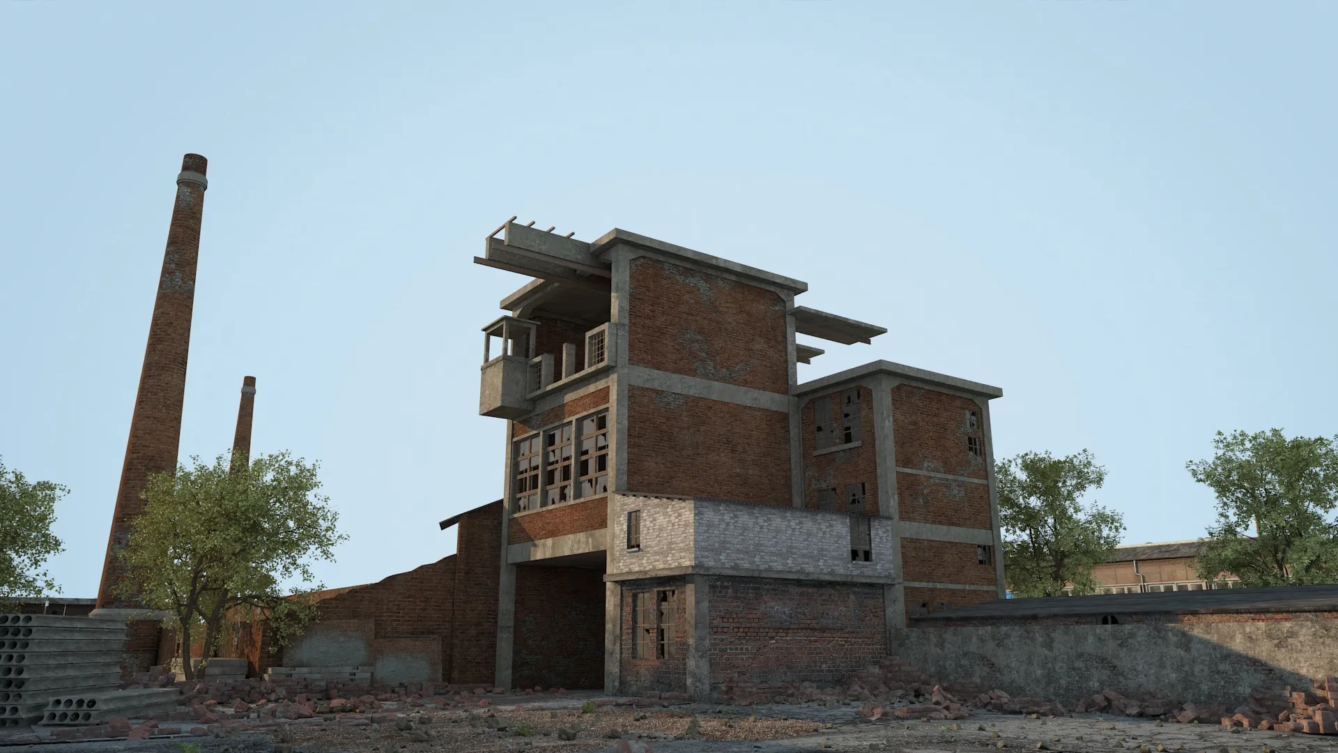 Abandoned factory 3D Model .c4d .max .obj .3ds .fbx .stl .blend 