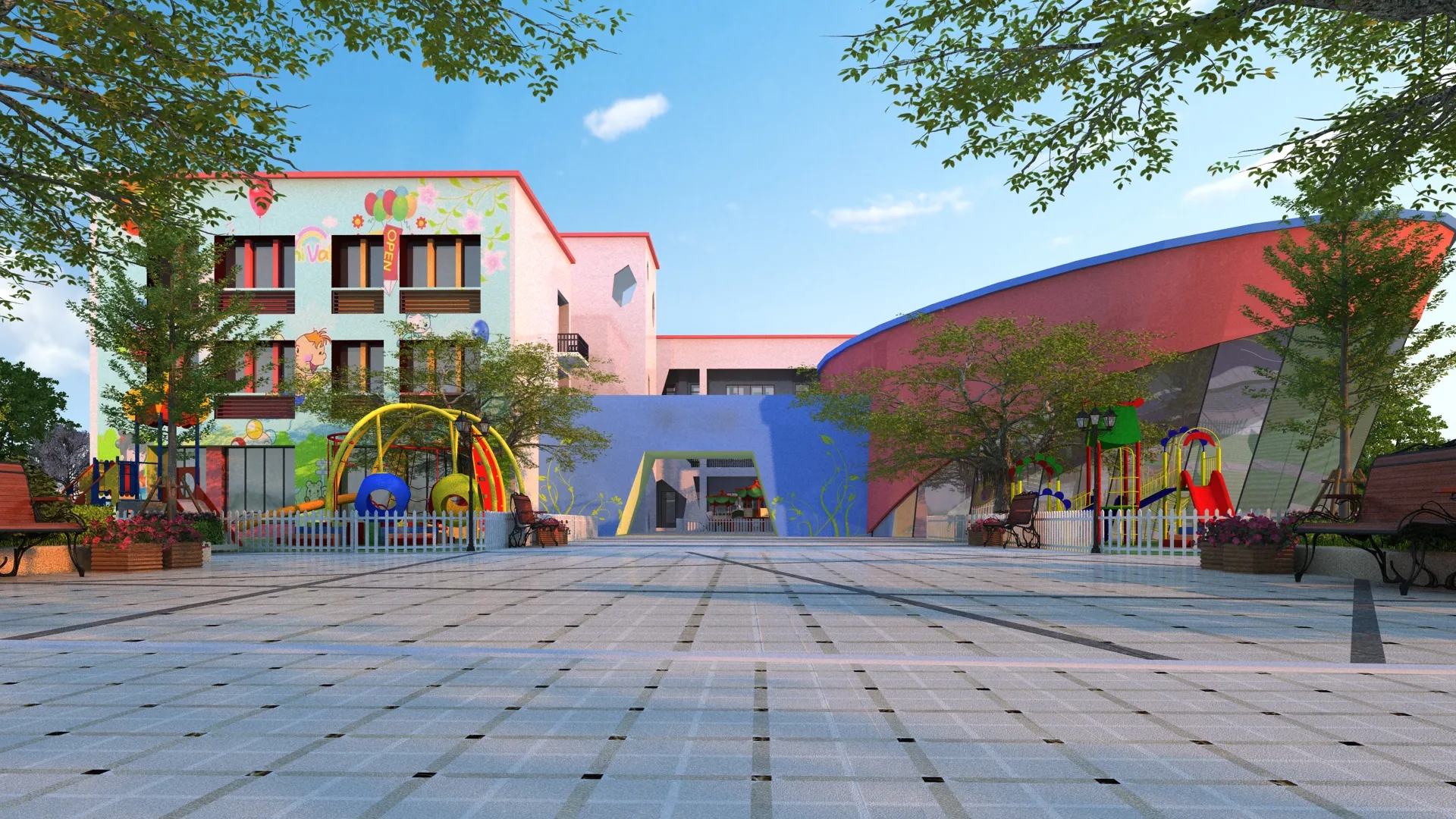 Kindergarten 3D Model .c4d .max .obj .3ds .fbx .stl .blend 