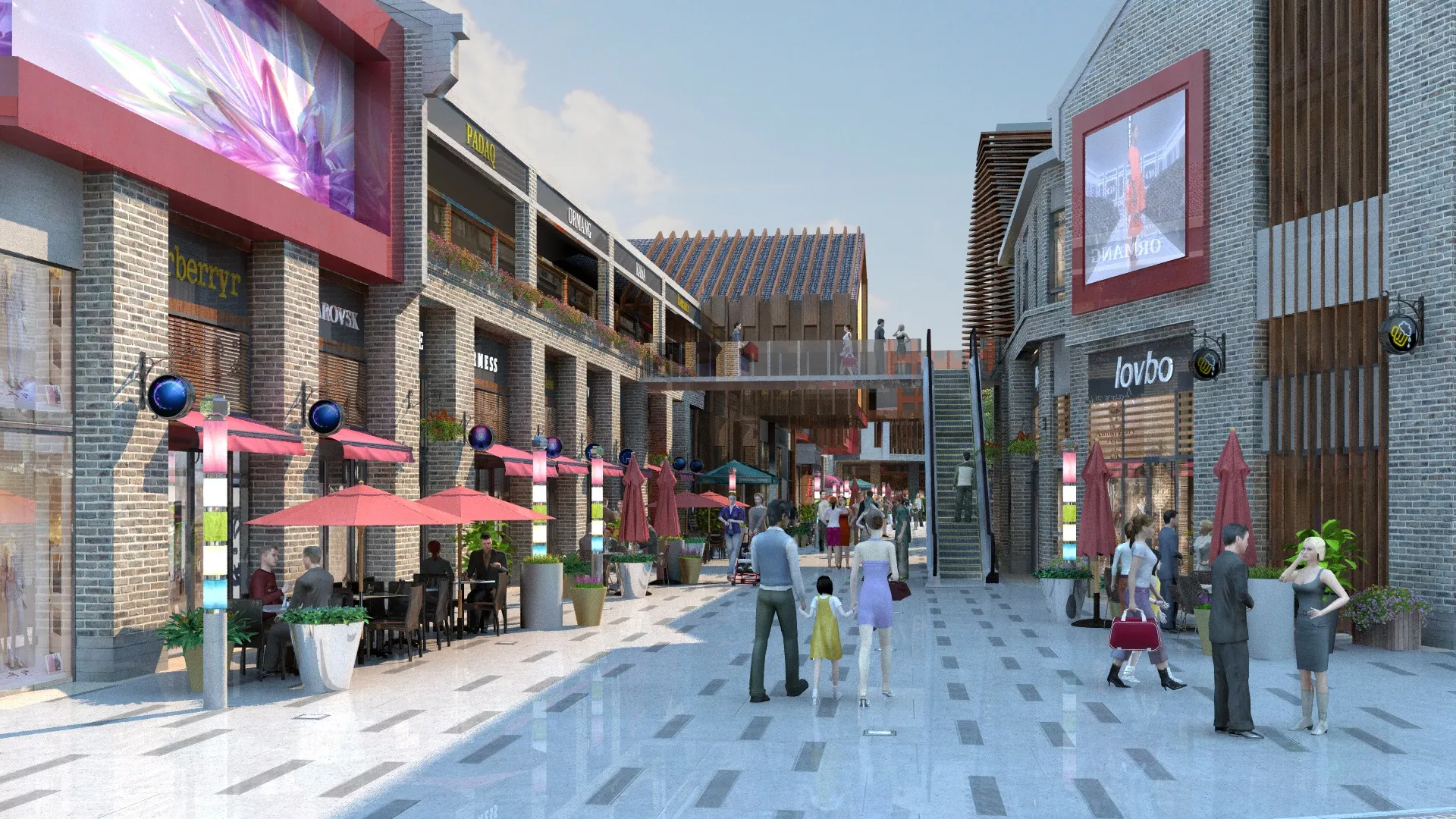 Commercial street 3D Model .c4d .max .obj .3ds .fbx .stl .blend