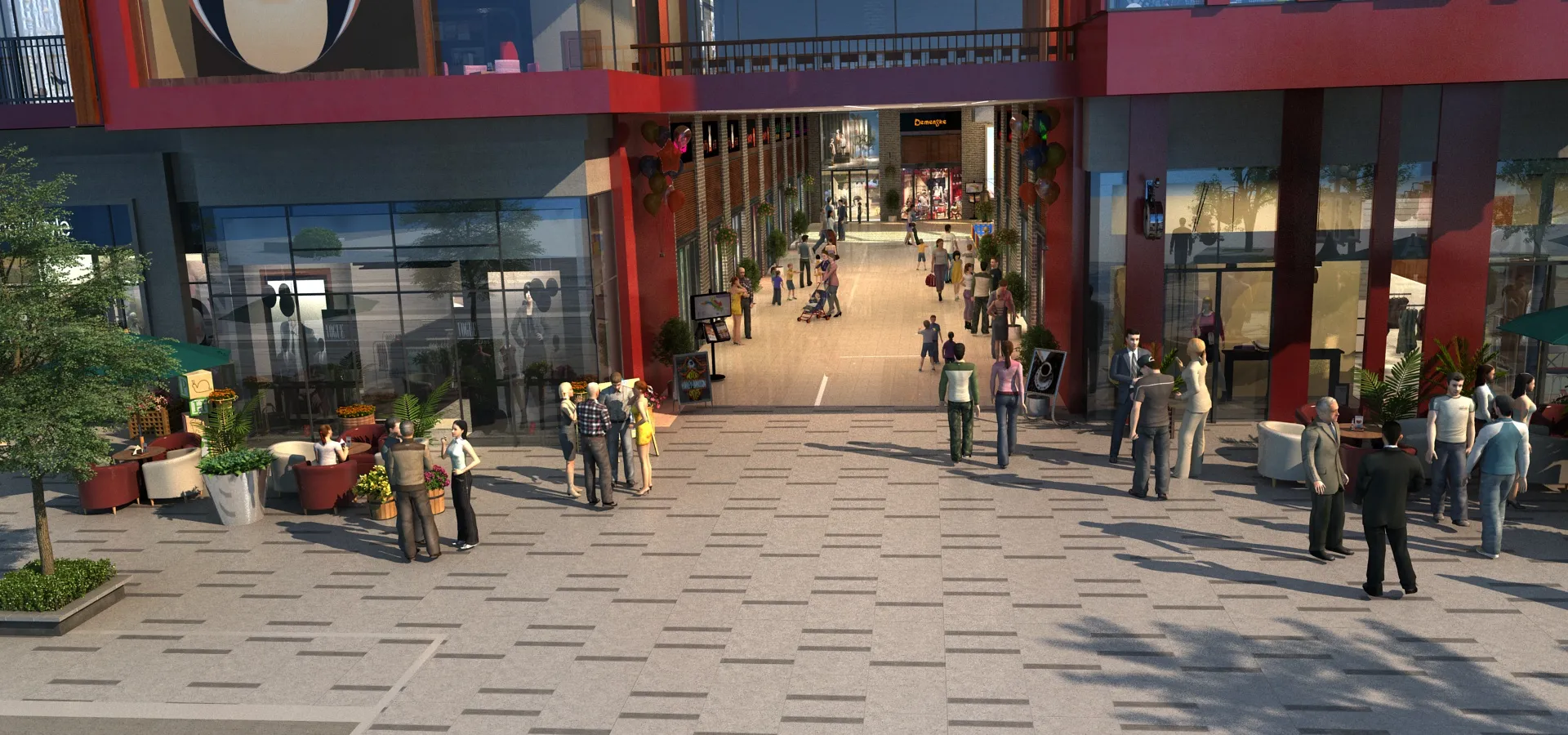 Commercial street 3D Model .c4d .max .obj .3ds .fbx .stl .blend