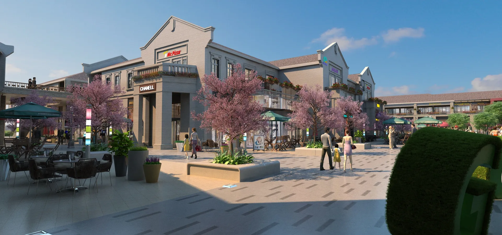 Commercial street 3D Model .c4d .max .obj .3ds .fbx .stl .blend