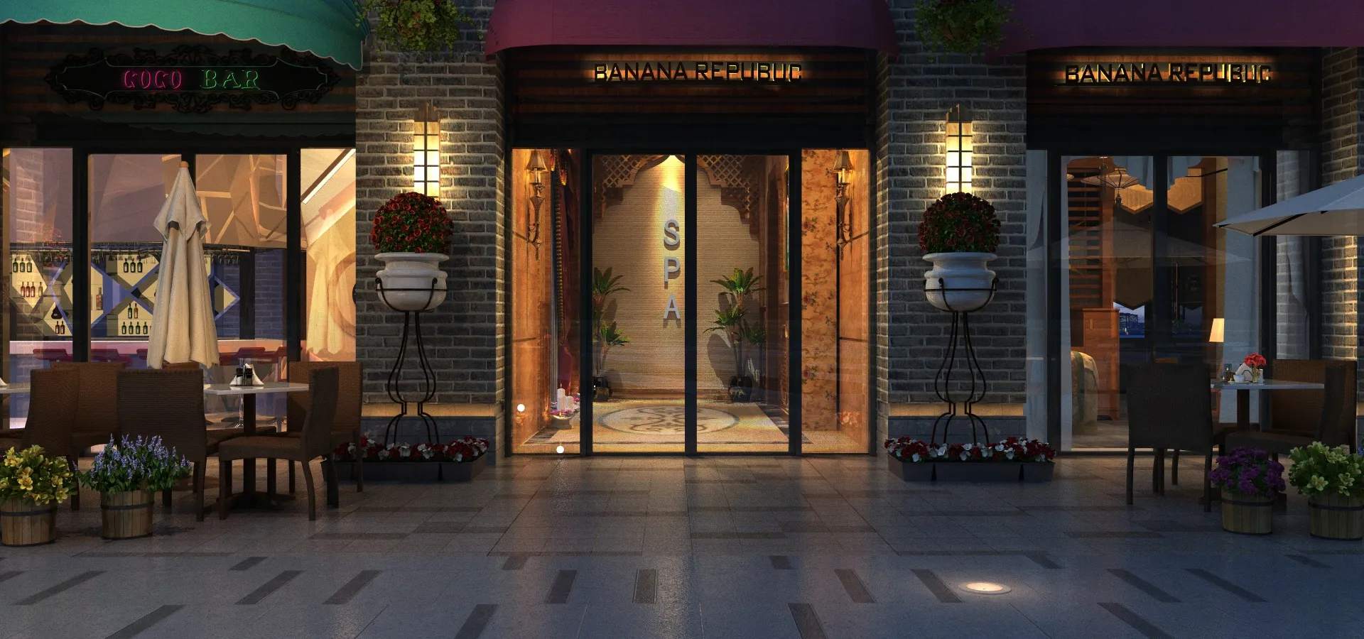 Commercial street 3D Model .c4d .max .obj .3ds .fbx .stl .blend