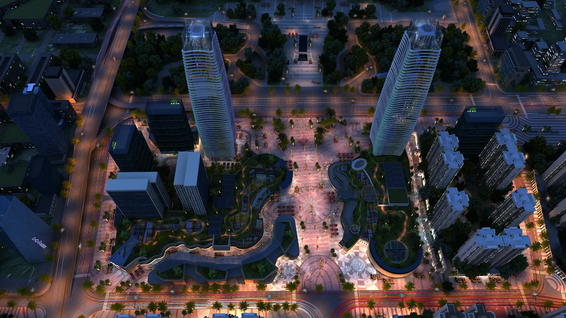City night 3D Model .c4d .max .obj .3ds .fbx .stl .blend