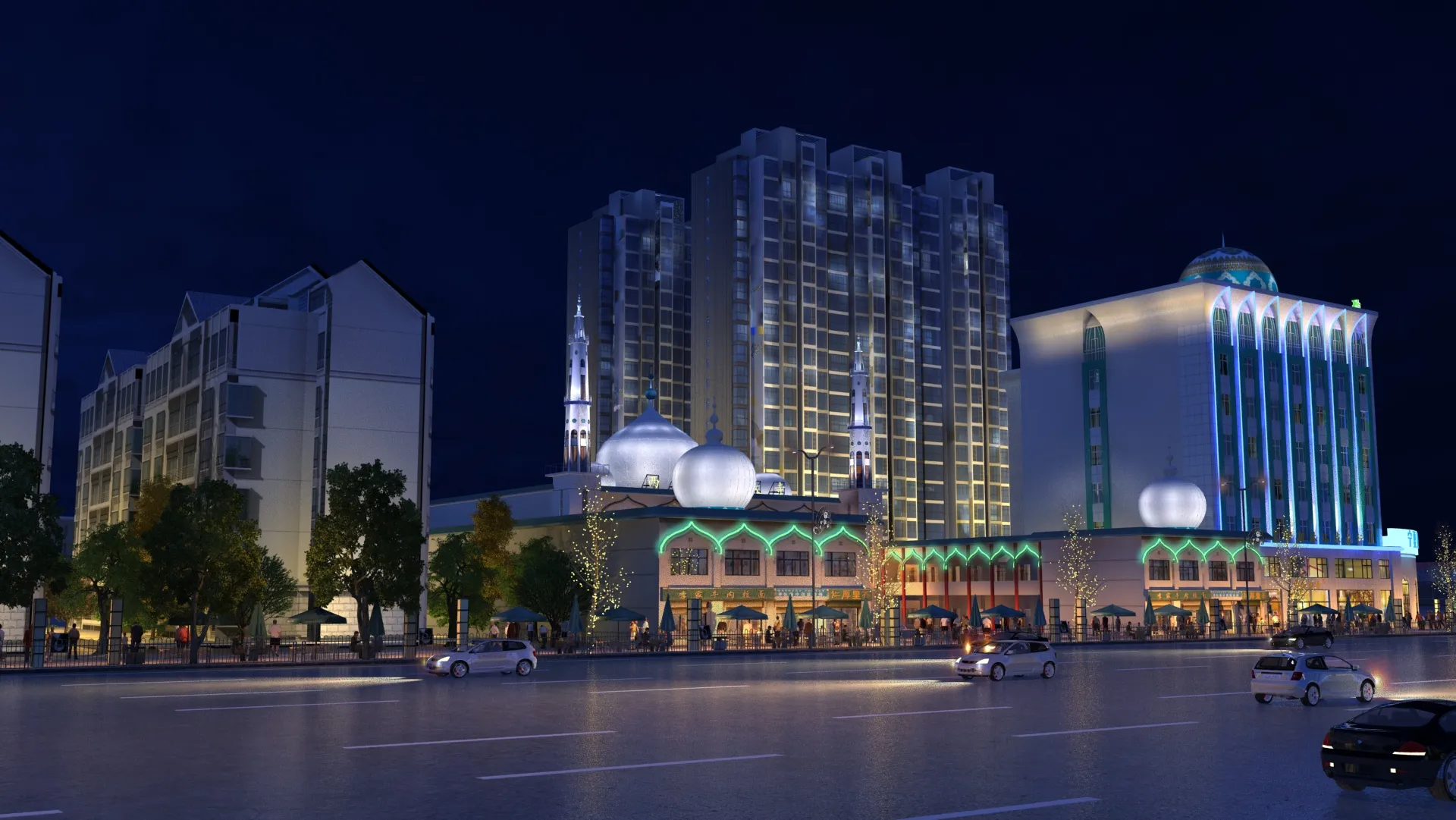 Muslim Hotel 3D Model .c4d .max .obj .3ds .fbx .stl .blend