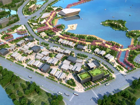 湖畔の建築 3Dモデル