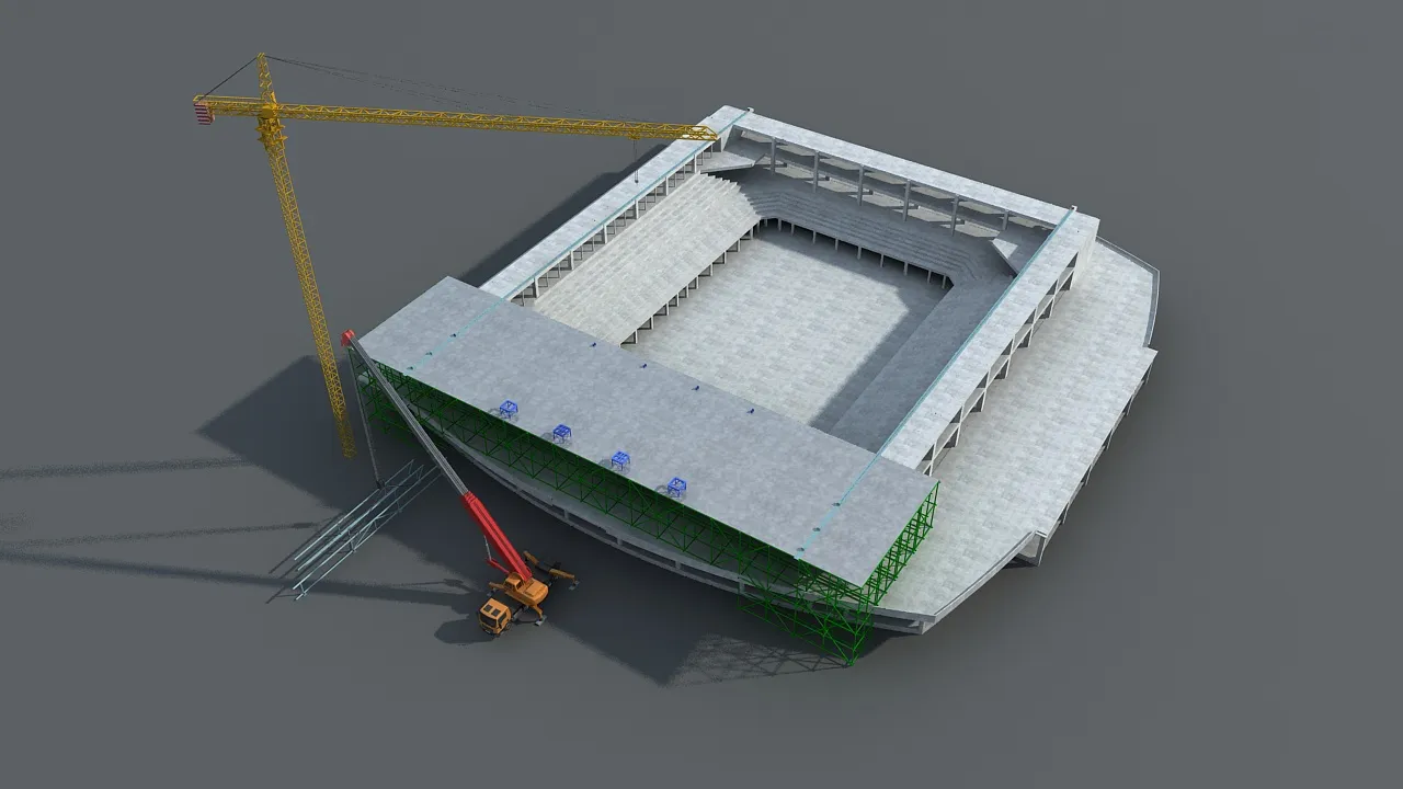 Build a stadium 3D Model .c4d .max .obj .3ds .fbx .stl .blend 