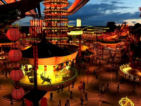 Night View of the Ancient City 3D Model