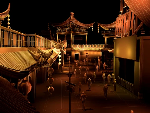 Night View of the Ancient City 3D Model