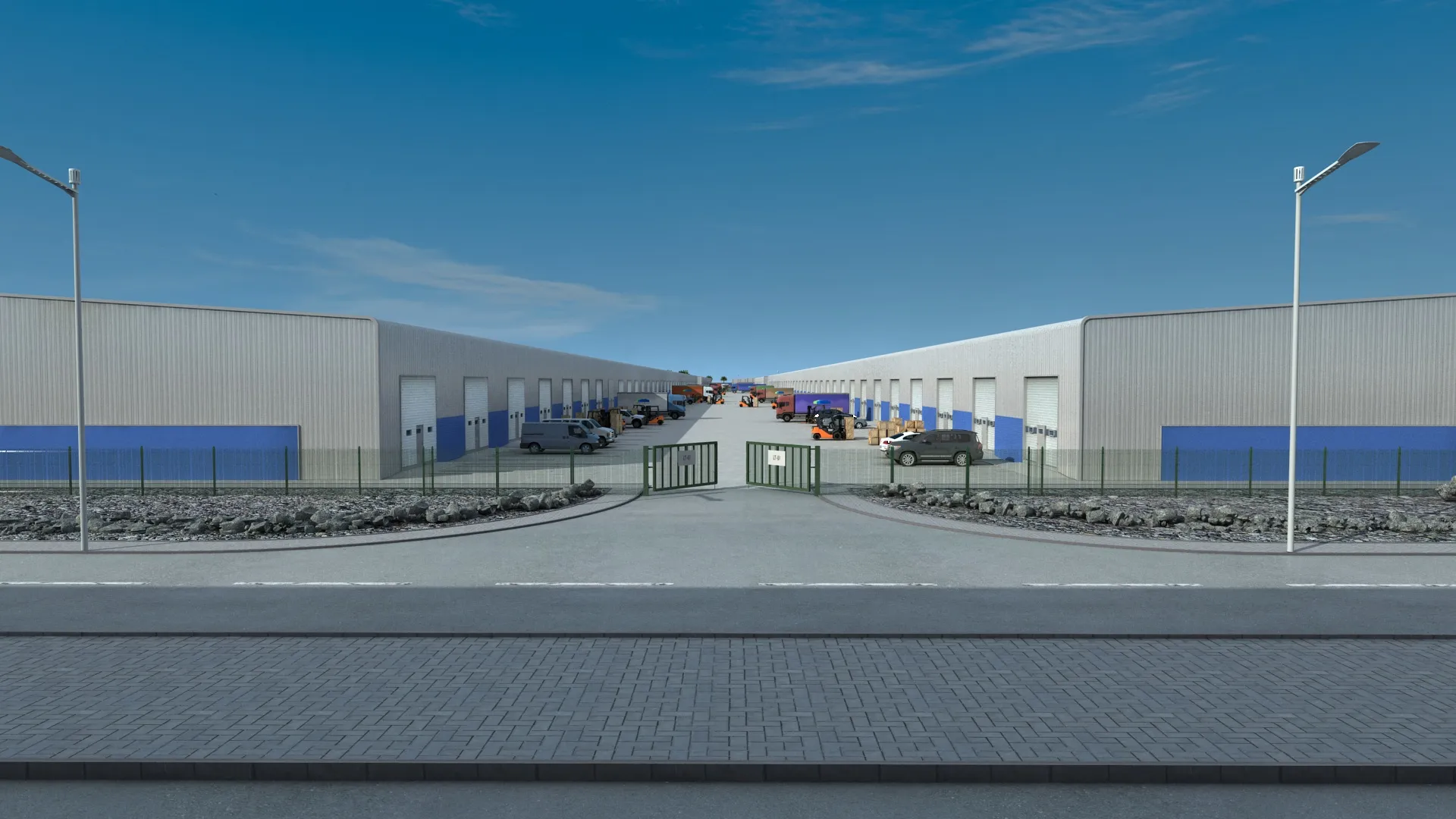 Logistics warehouse 3D Model .c4d .max .obj .3ds .fbx .stl .blend