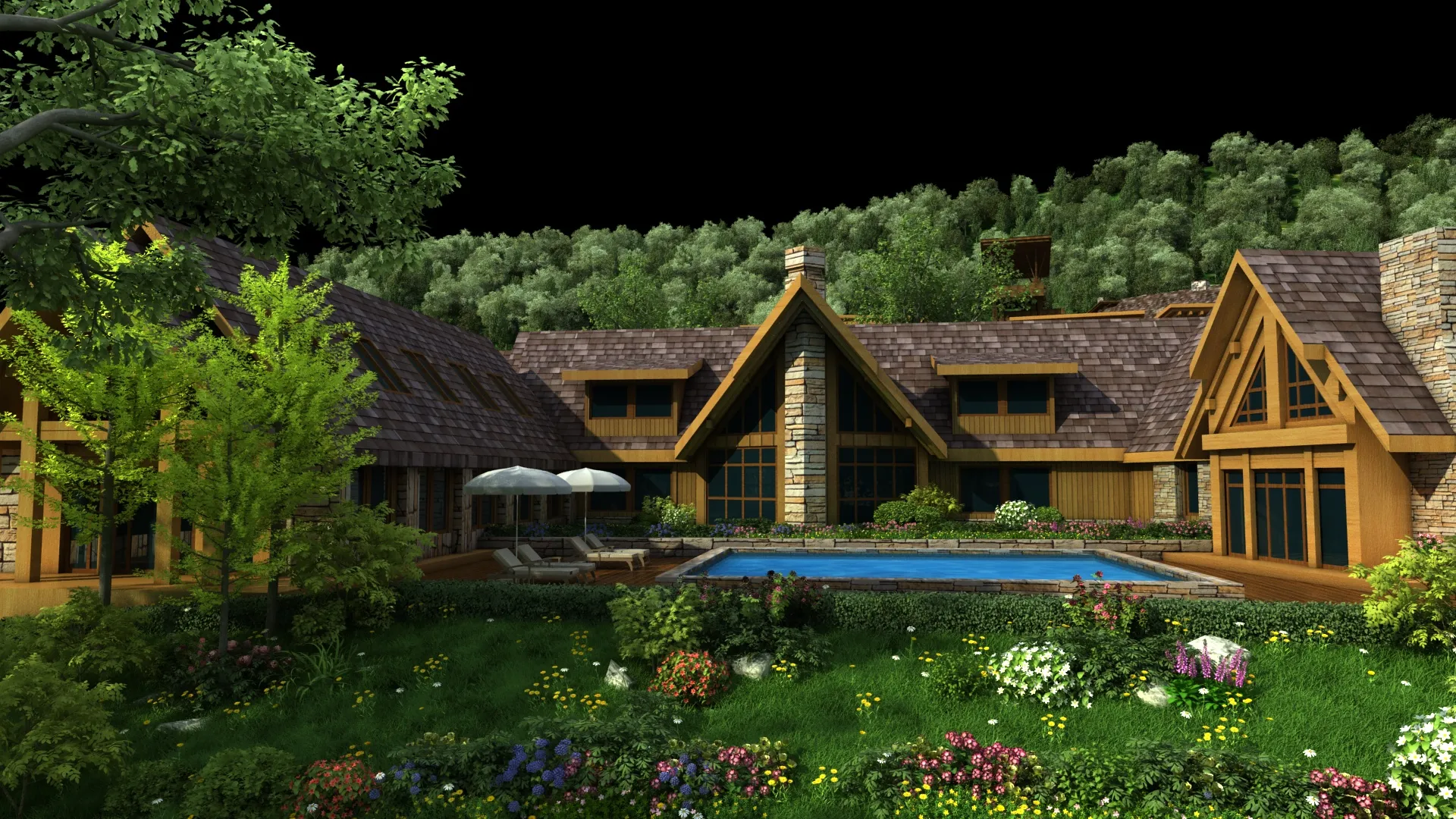 Villa 3D Model .c4d .max .obj .3ds .fbx .stl .blend 