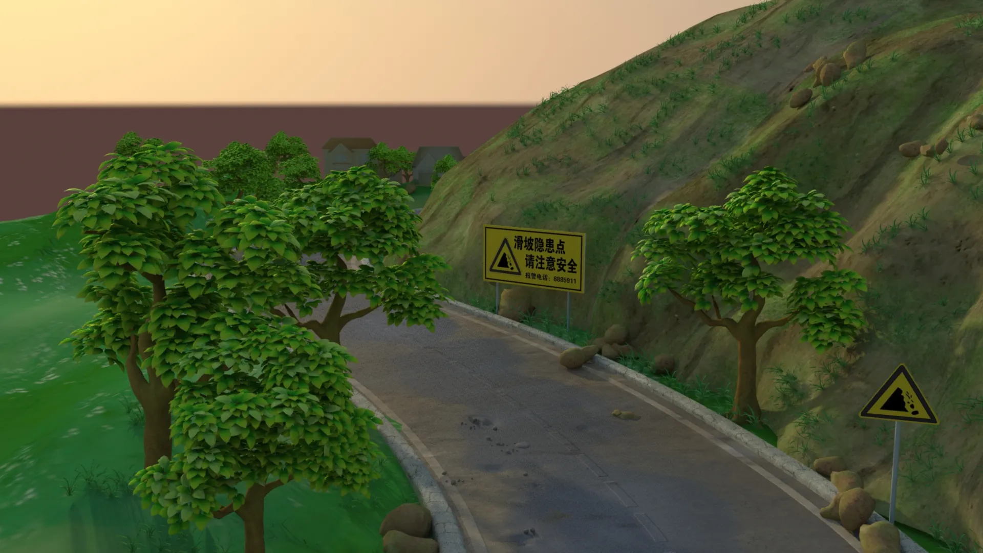Cartoon Road 3D Model .c4d .max .obj .3ds .fbx .stl .blend 