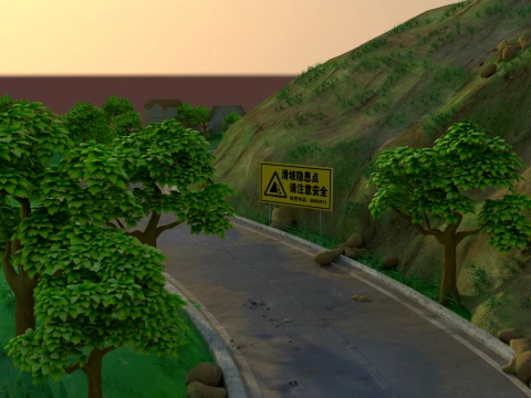 Cartoon Road 3Dモデル