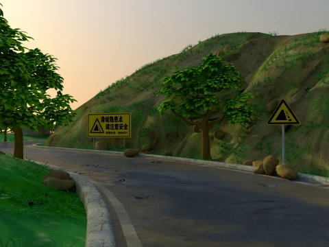 Cartoon Road 3D Model