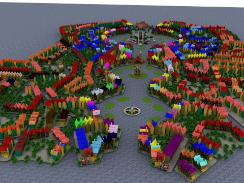 Cartoon Town 3D Model