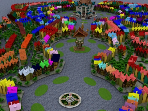 Cartoon Town 3D Model