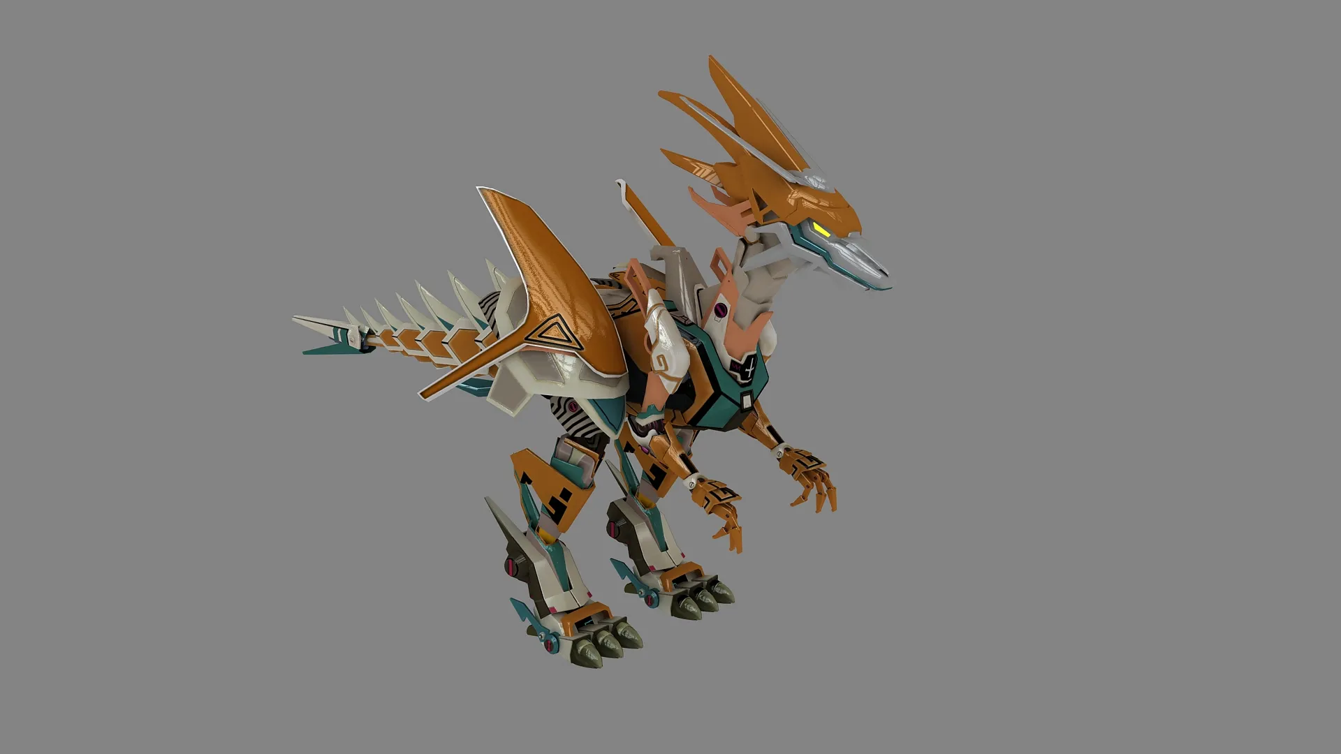 Mechanical Dinosaur 3D Model .c4d .max .obj .3ds .fbx .stl .blend 