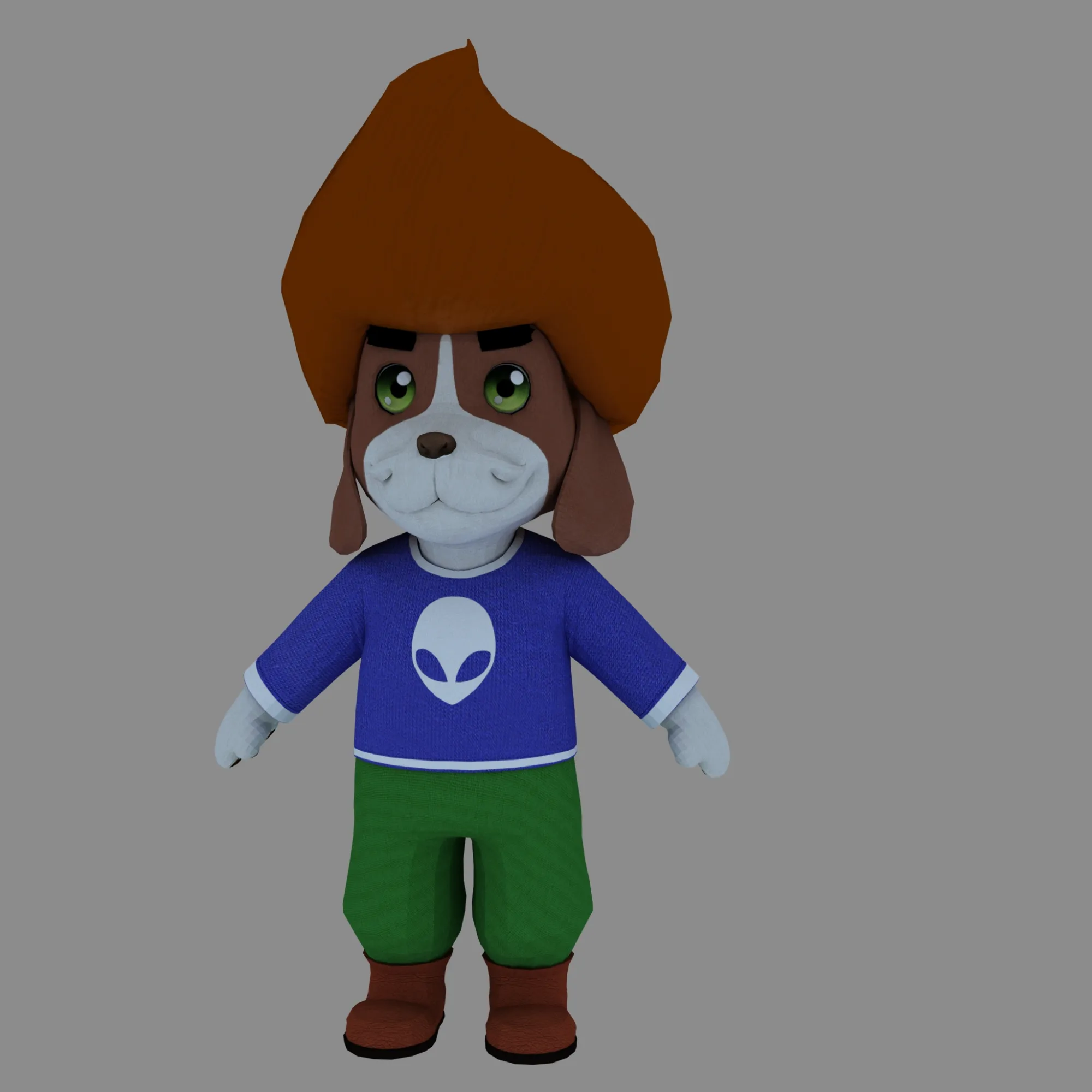 Cartoon dog 3D Model .c4d .max .obj .3ds .fbx .stl .blend 
