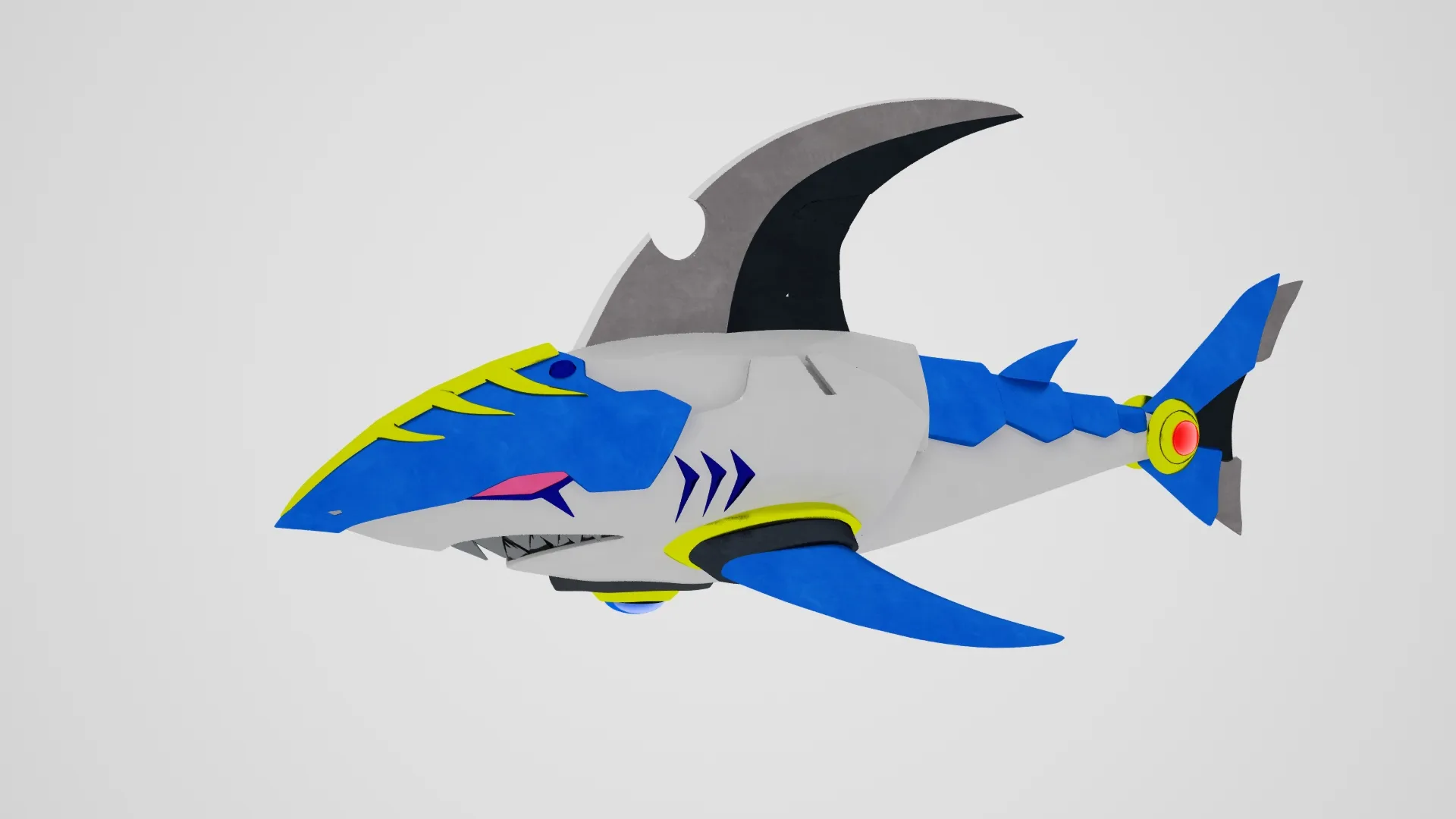 Mechanical shark 3D Model .c4d .max .obj .3ds .fbx .stl .blend
