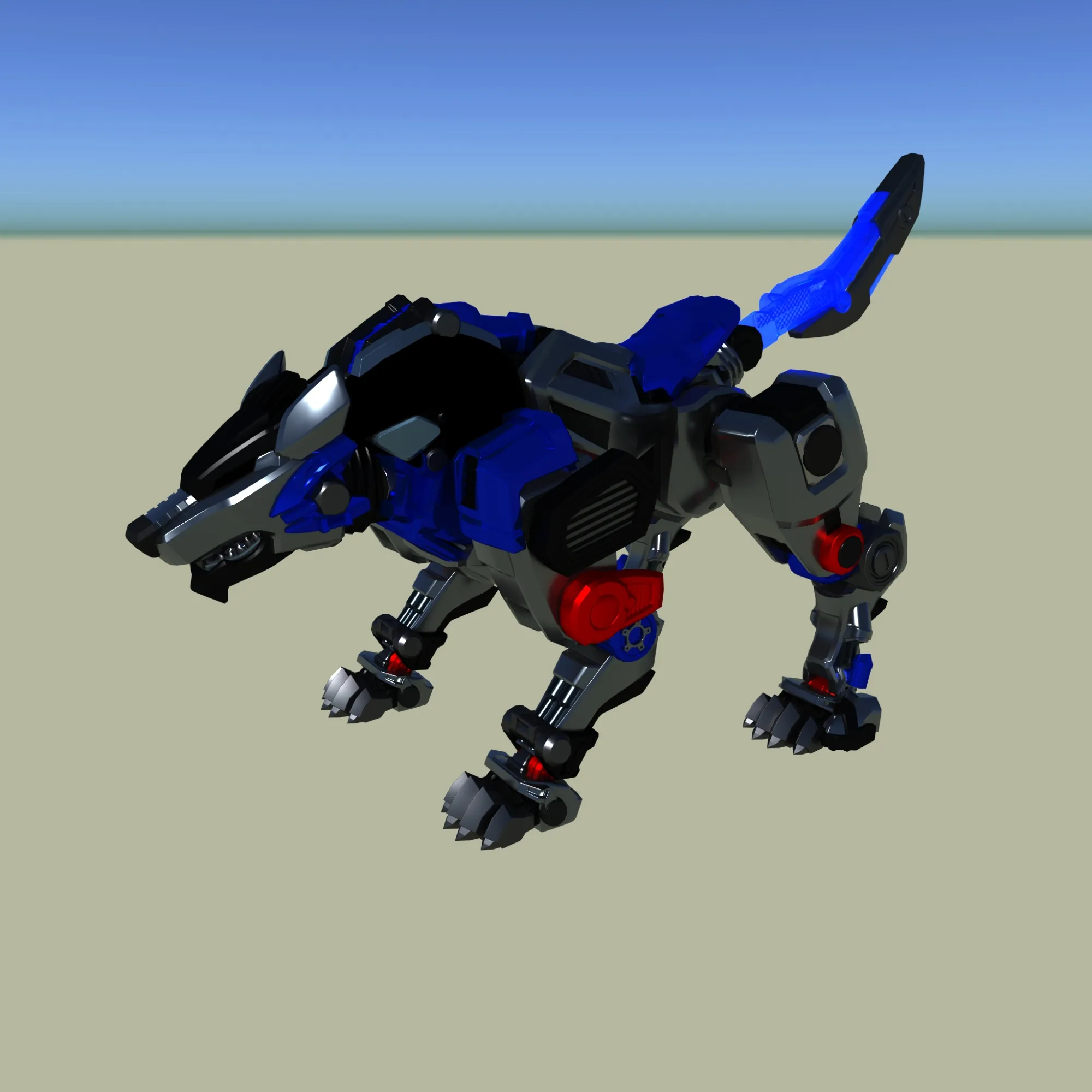 Mechanical wolf 3D Model .c4d .max .obj .3ds .fbx .stl .blend 