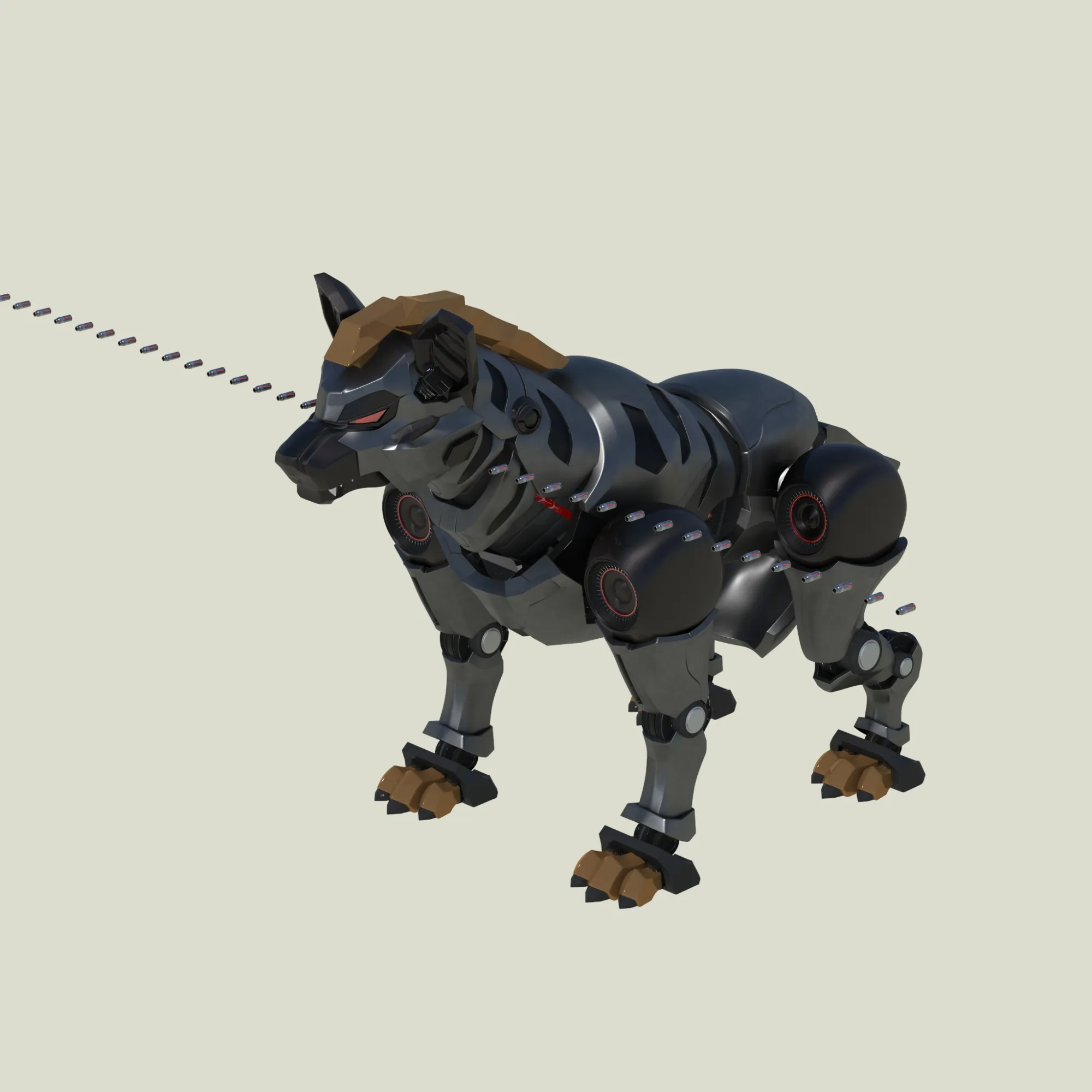Mechanical Wild Dog 3D Model .c4d .max .obj .3ds .fbx .stl .blend 